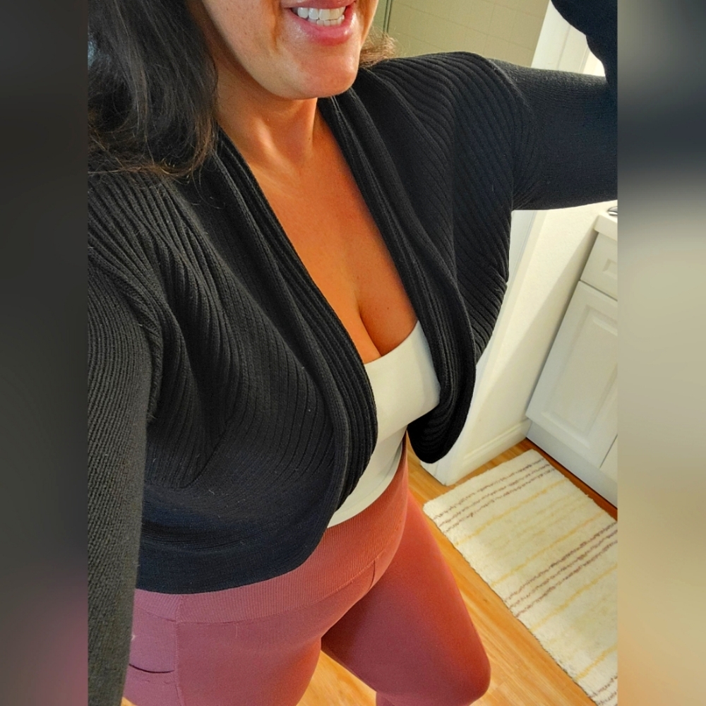 Black H&M Knit Cardigan Ribbed Sweater
